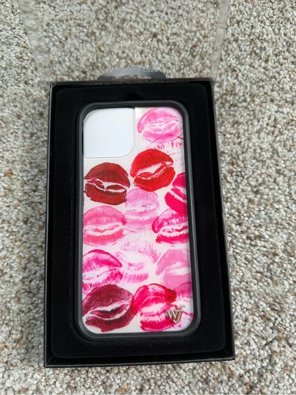 Wildflower Kiss Print iPhone 15 Case - Pink & Red Lipstick Design